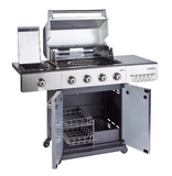 Jupiter 4 Burner Hybrid with Chopping Board – Stainless Steel