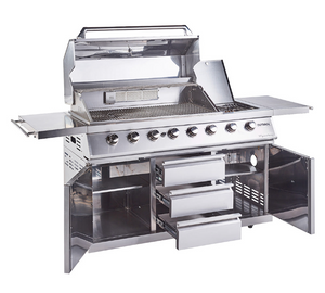 Outback Signature II 6 Burner Hybrid – Stainless Steel + Gas Bottle Cabinet